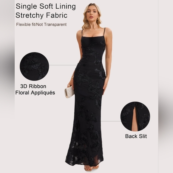 Elegant Black Floral Maxi Dress - Picture 2 of 8